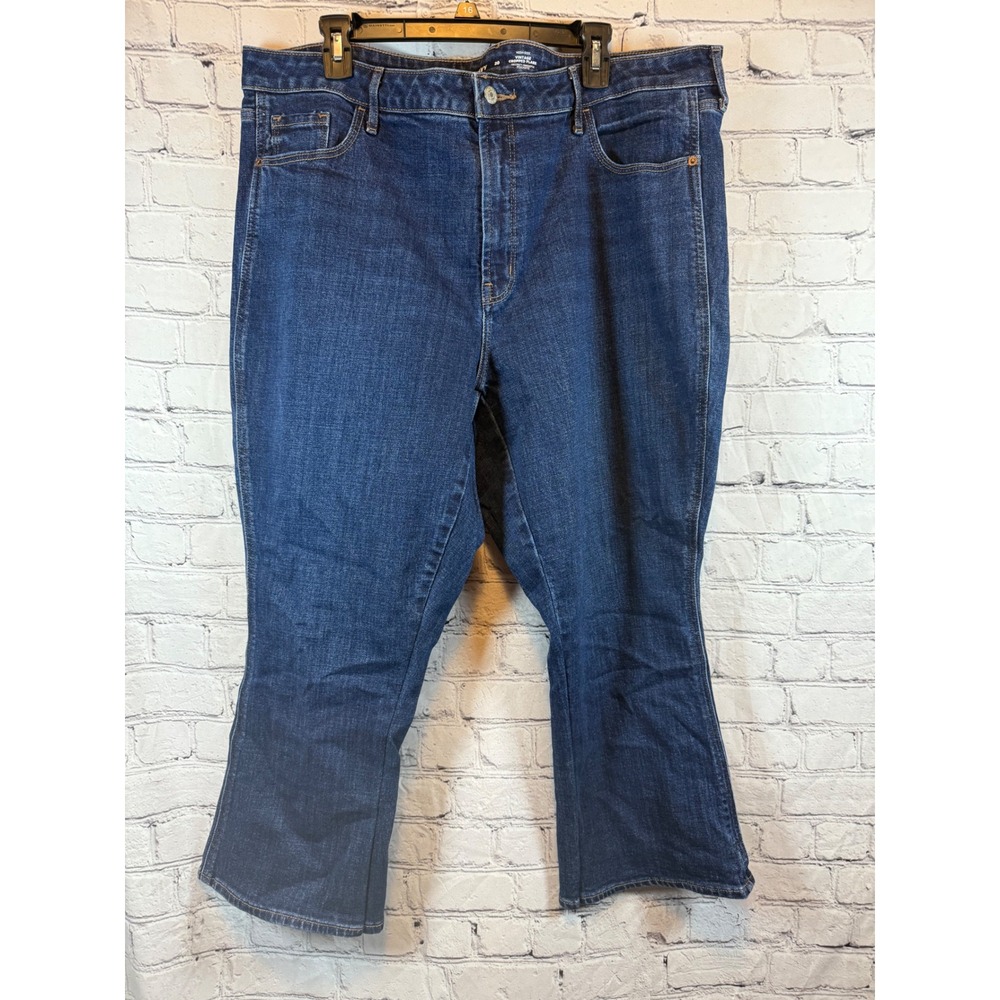 Old Navy High Rise‎ Vintage Cropped Flare Jeans Dark Wash Womens Size 20
